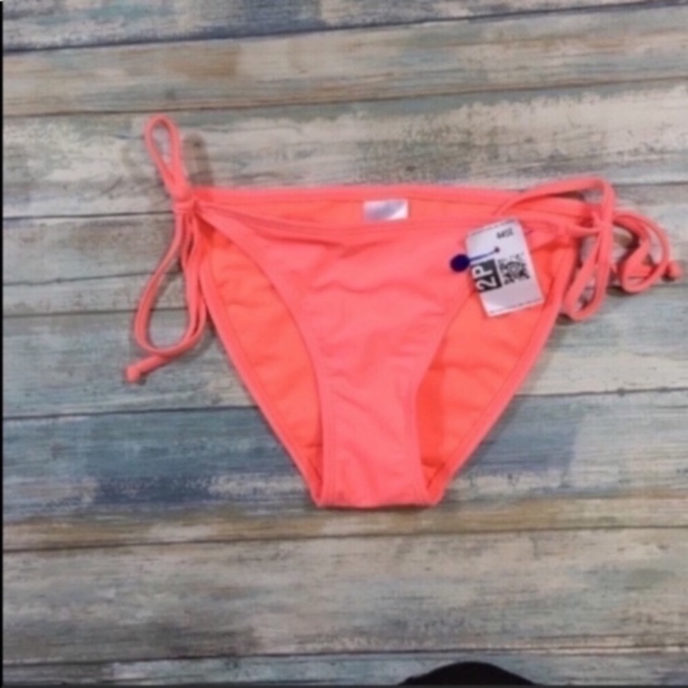 Xhilaration Bright Orange Tie Side Bikini Bottoms Women’s Small Neon String Swim